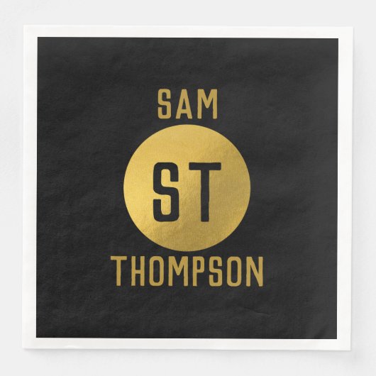 黒パーソナライズされたエレガント&金ゴールドモノグモダンラム (正面)