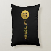 黒パーソナライズされたエレガント&金ゴールドモノグモダンラム アクセントクッション (正面(垂直))