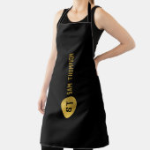 黒パーソナライズされたエレガント&金ゴールドモノグモダンラム エプロン (インサイチュ)