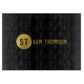 黒パーソナライズされたエレガント&金ゴールドモノグモダンラム カッティングボード (正面)