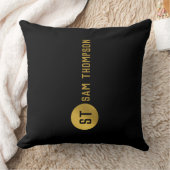 黒パーソナライズされたエレガント&金ゴールドモノグモダンラム クッション (ブランケット)