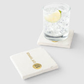 黒パーソナライズされたエレガント&金ゴールドモノグモダンラム ストーンコースター (横)