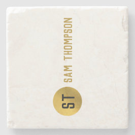 黒パーソナライズされたエレガント&金ゴールドモノグモダンラム ストーンコースター