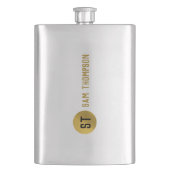 黒パーソナライズされたエレガント&金ゴールドモノグモダンラム フラスク (正面)