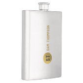 黒パーソナライズされたエレガント&金ゴールドモノグモダンラム フラスク (右)