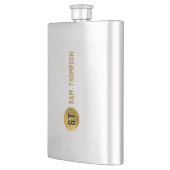 黒パーソナライズされたエレガント&金ゴールドモノグモダンラム フラスク (左)