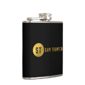 黒パーソナライズされたエレガント&金ゴールドモノグモダンラム フラスク (右)