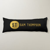 黒パーソナライズされたエレガント&金ゴールドモノグモダンラム ボディピロー (正面)