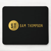 黒パーソナライズされたエレガント&金ゴールドモノグモダンラム マウスパッド (正面)