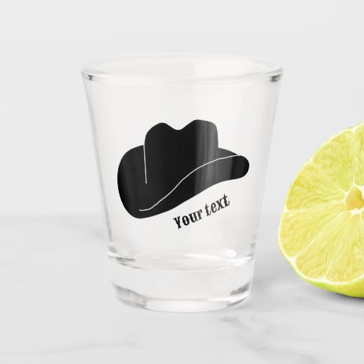 黒パーソナライズされたカウボーイロデオハット ショットグラス (正面)