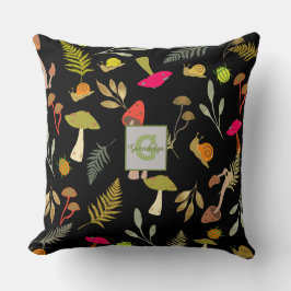 黒パーソナライズされたキノコ植物性装飾用クッション クッション