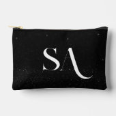 黒パーソナライズされたグリッターイニシャル小 アクセサリーポーチ (正面)