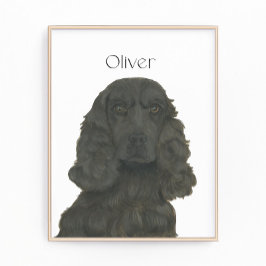黒パーソナライズされたコッカースパニエル犬アート フォトプリント           
