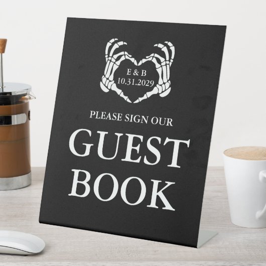 黒パーソナライズされたゴシック結婚手記 台座サイン (インサイチュ)