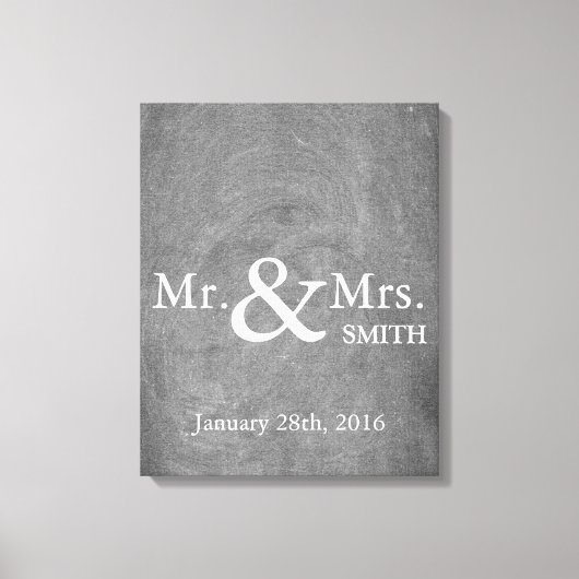 黒パーソナライズされたシャルボ結婚ードゲストブック キャンバスプリント (正面)