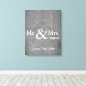 黒パーソナライズされたシャルボ結婚ードゲストブック キャンバスプリント (インサイチュ (ウッドフロア))