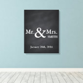 黒パーソナライズされたシャルボ結婚ードゲストブック キャンバスプリント (インサイチュ (ウッドフロア))