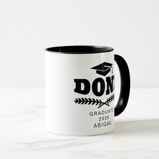 黒パーソナライズされたタイポグラフィ2021年卒業 マグカップ (正面右)