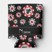 黒パーソナライズされたトランプのポーカーチップ 缶クーラー (正面)