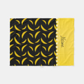 黒パーソナライズされたバナナ フリースブランケット (正面(横))