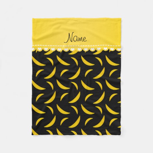 黒パーソナライズされたバナナ フリースブランケット (正面)