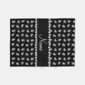 黒パーソナライズされたフクロウハート フリースブランケット (正面(横))