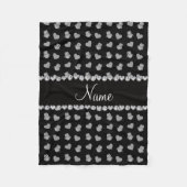 黒パーソナライズされたフクロウハート フリースブランケット (正面)