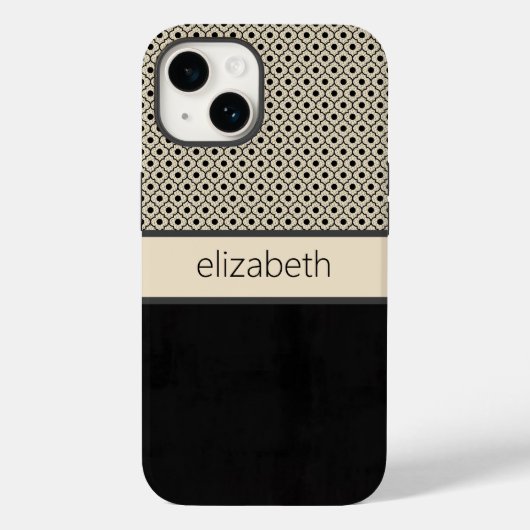 黒パーソナライズされたフローラドット電話ケース Case-Mate iPhoneケース (裏面)