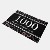 黒パーソナライズされたフローラ ドアマット (アングル)