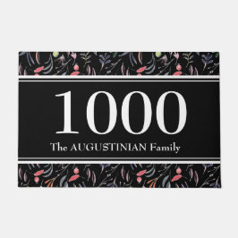 黒パーソナライズされたフローラ ドアマット