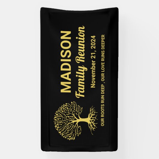 黒パーソナライズされたミニマル金ゴールド懇親会 横断幕 (縦)