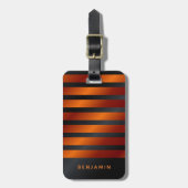 黒パーソナライズされたモダンとオレンジ ラゲッジタグ (正面縦)