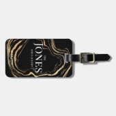 黒パーソナライズされたモダンエレガント金ゴールド ラゲッジタグ (正面横)