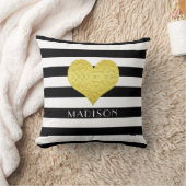 黒パーソナライズされたモダンストライプ色 クッション (ブランケット)