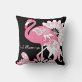 黒パーソナライズされたモダンペイズリーピンクフラミンゴ クッション (正面)