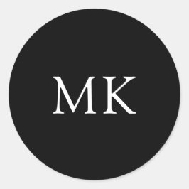 黒パーソナライズされたモダンモノグラムイニシャル ラウンドシール