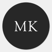 黒パーソナライズされたモダンモノグラムイニシャル ラウンドシール (正面)