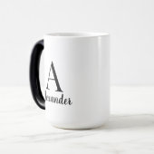 黒パーソナライズされたモダンモノグラム名 モーフィングマグカップ (正面左)