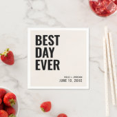 黒パーソナライズされたモダン最高の日エバ結婚ー スタンダードカクテルナプキン (インサイチュ)