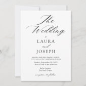 黒パーソナライズされたモダン白シンプル結婚 招待状 (正面)