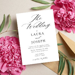 黒パーソナライズされたモダン白シンプル結婚 招待状