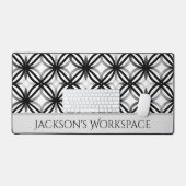 黒パーソナライズされたモダン白デスクマット デスクマット (キーボード&マウス)