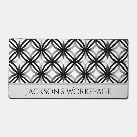 黒パーソナライズされたモダン白デスクマット デスクマット (正面)
