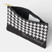 黒パーソナライズされたモダン白千鳥格子の アクセサリーポーチ (見開き)