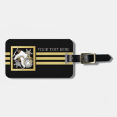黒パーソナライズされたモダン色と金ゴールドスケートで滑る ラゲッジタグ (正面横)