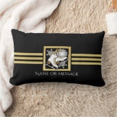黒パーソナライズされたモダン金ゴールドグリッター氷スケートで滑る ランバークッション (ブランケット)