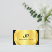 黒パーソナライズされたモダン金ゴールドモノグラムエレガント 名刺 (スタンド正面)