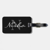 黒パーソナライズされたモノグスタイリッシュラム荷物タグ ラゲッジタグ (裏面横)