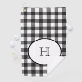 黒パーソナライズされたモノグラムの白の格子縞 ゴルフタオル (インサイチュ)