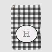 黒パーソナライズされたモノグラムの白の格子縞 ゴルフタオル (正面)